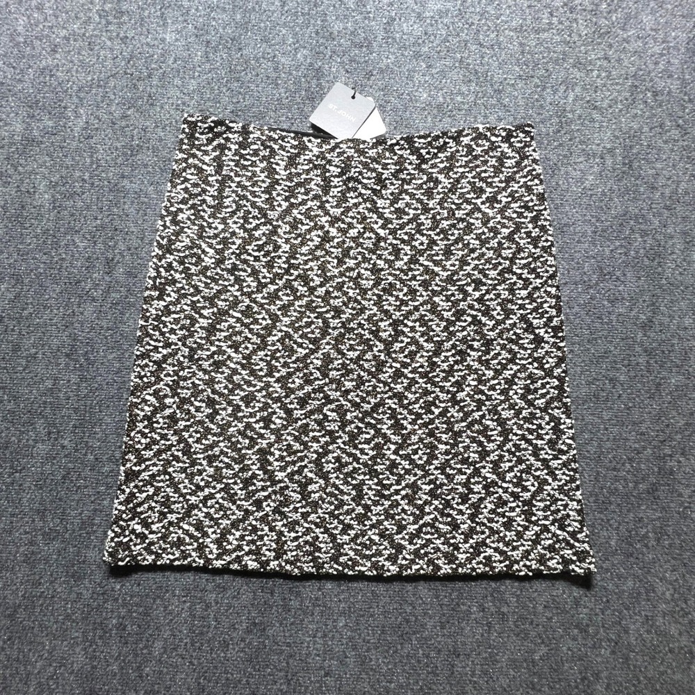 NWT St. John Collection Black White Gold Metallic Knit Skirt Size 12 Evening Lux